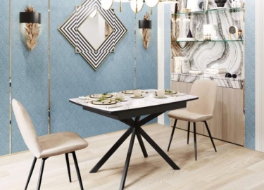 Обеденный стол Витра Орфей 46 02 Мрамор золотистый-Черный