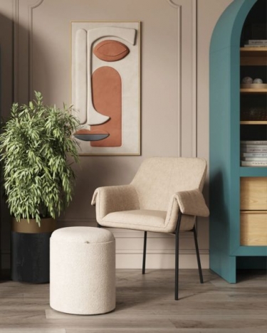 Пуф-столик с ящиком Stool Group Хюгге S букле бежевый