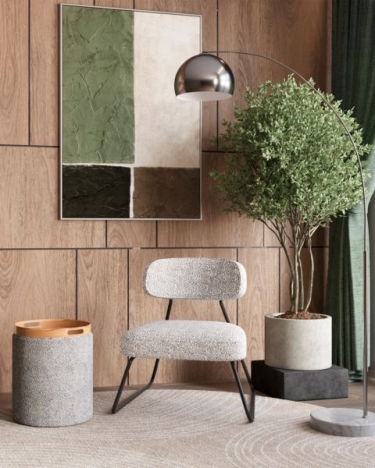 Пуф-столик с ящиком Stool Group Хюгге S букле серый