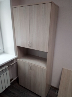 Шкаф высокий закрытый с нишей Персона Грата Twin 16.16.151 Дуб Сантана светлый