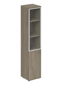 Шкаф высокий со стеклом, задняя стенка ЛДСП левый Норден Wing WN.712.OD.OD.AL.L Дуб темный