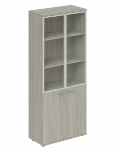 Шкаф высокий со стеклом, задняя стенка ЛДСП Норден Wing WN.711.OL.OL.AL Дуб светлый
