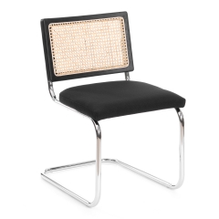 Стул Tetchair MANI дерево вяз, ротанг/ткань лен, металлический каркас, черный, 46х46х78 см