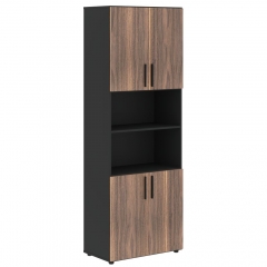 Шкаф с 2 комплектами глухих малых дверей Skyland VELION VENEER VRHCS 80.4 Американский орех Яшма черная