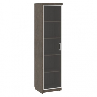 Шкаф узкий со стеклянной дверью левый Skyland WOODandSTONE СФ-534581 Бетон Чикаго темный Дрифтвуд