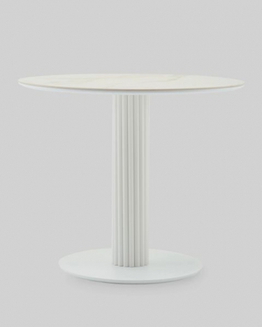 Стол круглый Stool Group Терралино D90 верх керамика белый матовый, основание металл белый