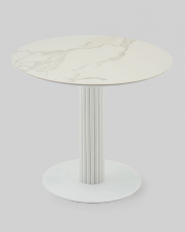 Стол круглый Stool Group Терралино D90 верх керамика белый матовый, основание металл белый