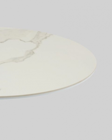 Стол круглый Stool Group Терралино D90 верх керамика белый матовый, основание металл белый