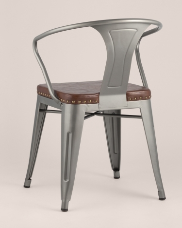 Стул Stool Group TOLIX ARMS SOFT с подлокотниками Серебристый