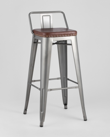 Стул барный Stool Group TOLIX SOFT экокожа Серебристый