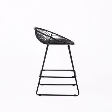 Стул барный Stool Group UFO черный металл с черной подушкой из экокожи