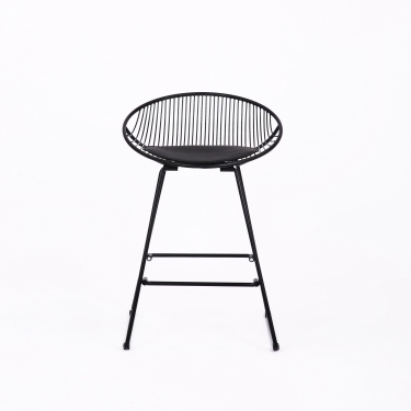 Стул барный Stool Group UFO черный металл с черной подушкой из экокожи