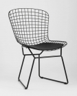 Стул обеденный Stool Group Bertoia Черный с черной подушкой из экокожи
