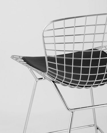 Стул полубарный с низкой спинкой Stool Group Bertoia хром Черный
