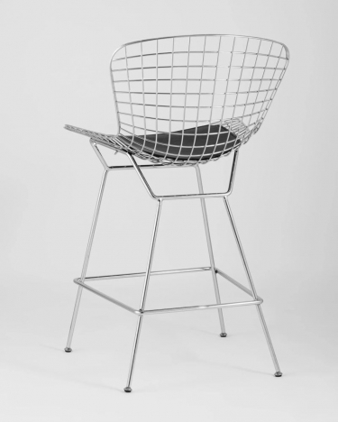 Стул полубарный с низкой спинкой Stool Group Bertoia хром Черный