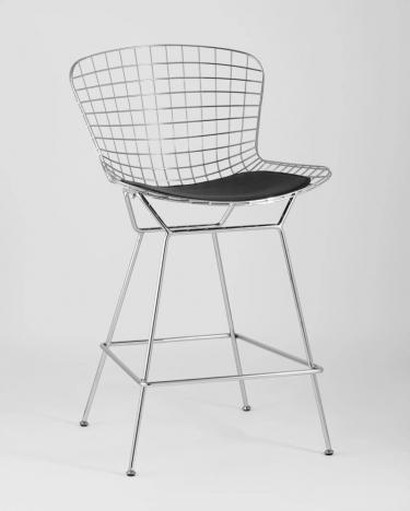 Стул полубарный с низкой спинкой Stool Group Bertoia хром Черный