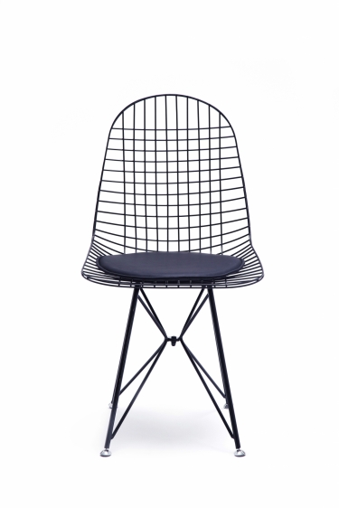 Стул обеденный Stool Group Eiffel из металла цвет черный с подушкой из черной экокожи