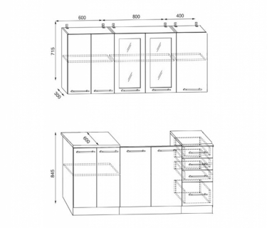 Кухня Интерьер Центр София 3D 1,8 м Белый/Бирюза