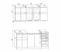 Кухня София 3D 1,8 м Белый/Бирюза