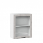 Шкаф кухонный 600 со стеклом Джамис ЛД 296.350.000.021 Белый Белый камень