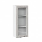 Шкаф кухонный 400 высокий со стеклом Джамис ЛД 296.420.000.026 Белый Белый камень