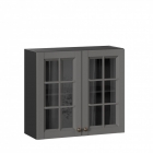 Шкаф кухонный 800 со стеклом Амели-3 ЛД 299.360.000.036 Черный Оникс серый