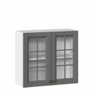 Шкаф кухонный 800 со стеклом Амели-3 ЛД 299.360.000.034 Белый Оникс серый