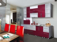 КУХОННЫЙ ГАРНИТУР МЫЛО 224 2.6 М МАГ-РИВЕР Красный металлик/Серебро металлик