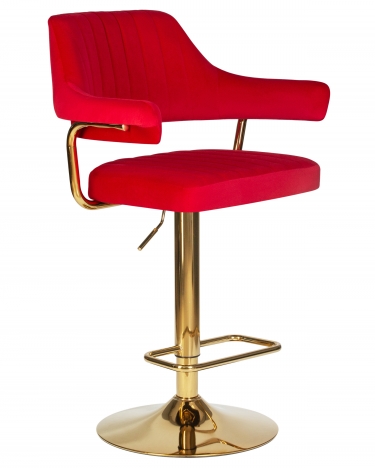 Стул барный DOBRIN DOBRIN CHARLY GOLD Красный велюр MJ9-45