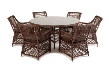 Обеденная группа плетеная 4sis Эспрессо-150 L ECL6T-7-SET brown