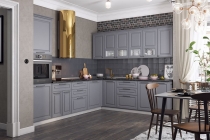 Кухонный гарнитур Мебельсон Мишель с карнизом 3 GAR.MIS.3,0U белый/серый/серый