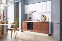 Кухонный гарнитур Мебельсон Яна 4 GAR.YAN.2.4. белый/белый металлик/горчичный металлик