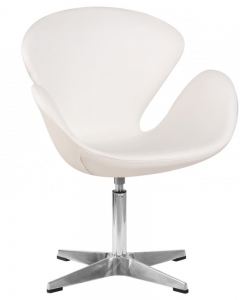 Кресло дизайнерское DOBRIN SWAN белый кожзам P23, золотое основание